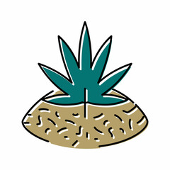 marijuana drug plant color icon vector illustration - obrazy, fototapety, plakaty