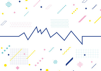 可愛らしい配色の波形幾何学背景