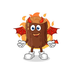 log demon with wings character. cartoon mascot vector