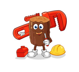 log plumber cartoon. cartoon mascot vector