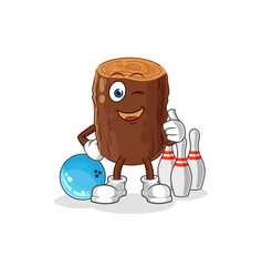 log play bowling illustration. character vector