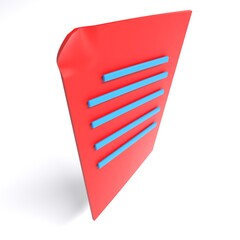Red document isolated on white background - 3D rendering illustration