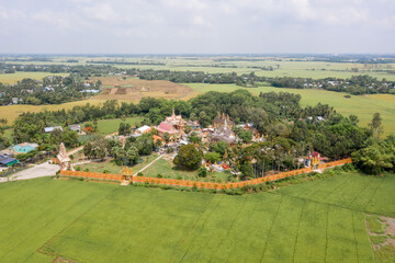 Fototapeta na wymiar Aerial view of the campus of Khmer temple Bung Coc, Soc Trang, Viet Nam