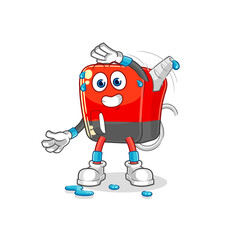 gasoline pump stretching character. cartoon mascot vector