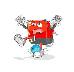 gasoline pump hiten by bowling cartoon. cartoon mascot vector