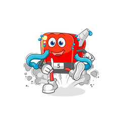 gasoline pump runner character. cartoon mascot vector