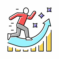 manager running and working for increase profit color icon vector illustration