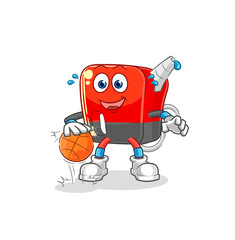 gasoline pump dribble basketball character. cartoon mascot vector