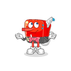 gasoline pump lie like Pinocchio character. cartoon mascot vector