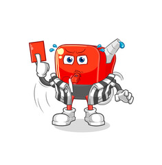 gasoline pump referee with red card illustration. character vector