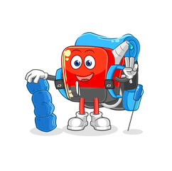 gasoline pump go camping mascot. cartoon vector