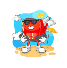 gasoline pump sunbathing in summer. character vector