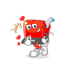 gasoline pump flirting illustration. character vector