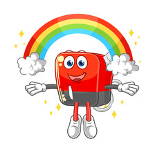 gasoline pump with a rainbow. cartoon vector