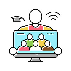teach online classes color icon vector illustration