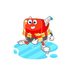 gasoline pump ice skiing cartoon. character mascot vector