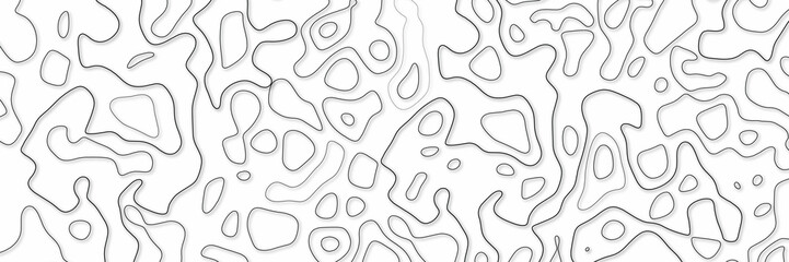 Panorama View Line Topographic Map Seamless Pattern. Vector Background