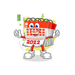 calendar full battery character. cartoon mascot vector