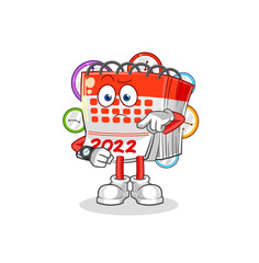 calendar with wristwatch cartoon. cartoon mascot vector