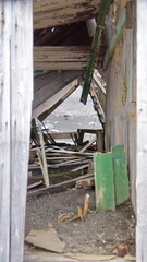 Fototapeta na wymiar Remains of an old building at Whaler's Bay, on Deception Island, Antarctica