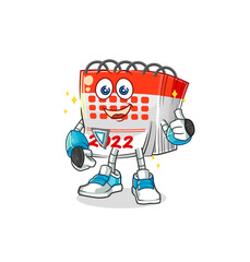 calendar robot character. cartoon mascot vector