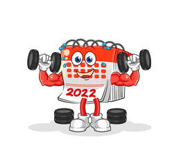 calendar weight training illustration. character vector