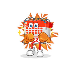 calendar boxer character. cartoon mascot vector