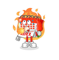 calendar eat hot chilie mascot. cartoon vector