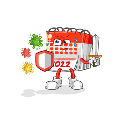 calendar against viruses cartoon. cartoon mascot vector