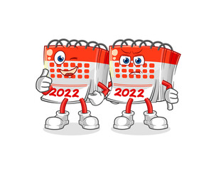calendar thumbs up and thumbs down. cartoon mascot vector