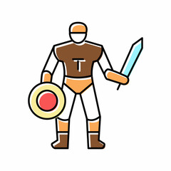 gladiator ancient greece warrior color icon vector illustration