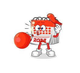 calendar pantomime blowing balloon. cartoon mascot vector