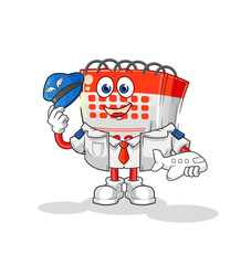 calendar pilot mascot. cartoon vector