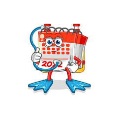 calendar diver cartoon. cartoon mascot vector