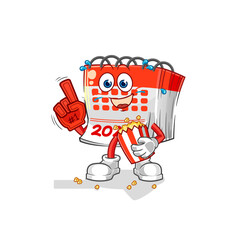 calendar fan with popcorn illustration. character vector