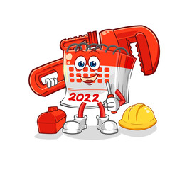 calendar plumber cartoon. cartoon mascot vector