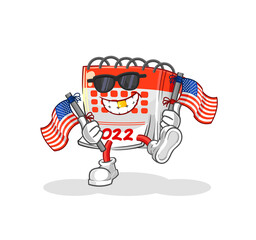 calendar american youth cartoon mascot vector