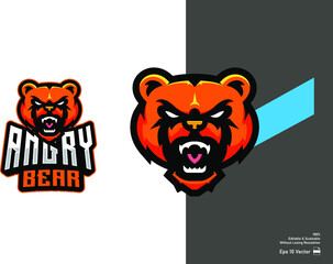 The grizzly bear mascot for esport and sport logo isolated in white background Premium Vector.