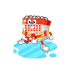 calendar ice skiing cartoon. character mascot vector