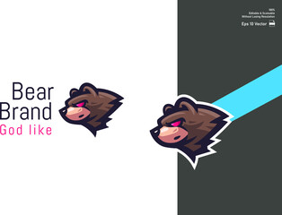 The grizzly bear mascot for esport and sport logo isolated in white background Premium Vector. © Nahnudul