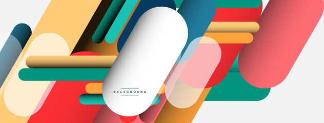 Overlapping round shapes and lines background. Vector illustration for wallpaper banner background or landing page