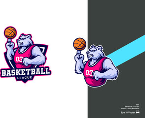 The grizzly bear mascot for esport and sport logo isolated in white background Premium Vector.