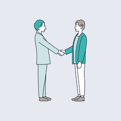 相手の目を見ながら握手する男たちのイラスト素材｜mayucolor08