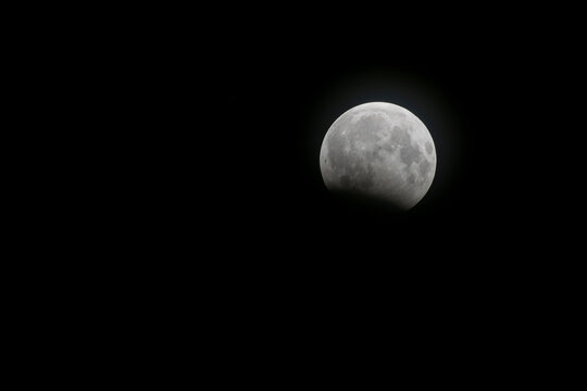 Moon eclipse with dark sky in the background, with Copyspace.