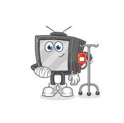Naklejka premium old tv sick in IV illustration. character vector