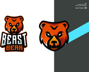 The grizzly bear mascot for esport and sport logo isolated in white background Premium Vector.