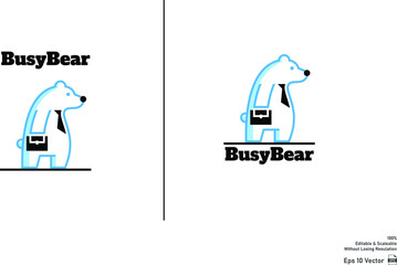 Cartoon Cool Polar Bear Mascot Logo isolated in white background.
