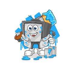 old tv painter illustration. character vector