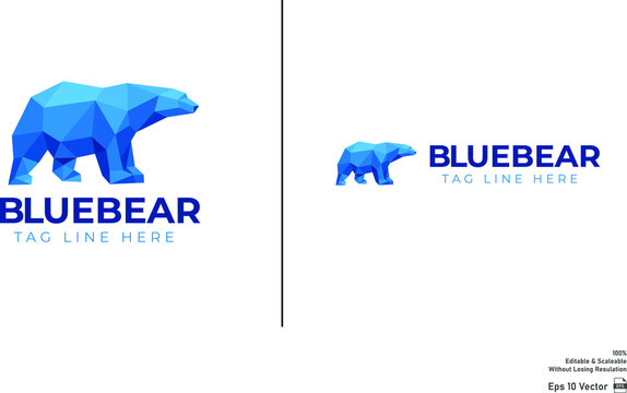 Vector polar bear stylized triangle polygonal model vector logo isolated with white background.