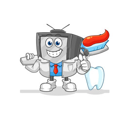 old tv dentist illustration. character vector